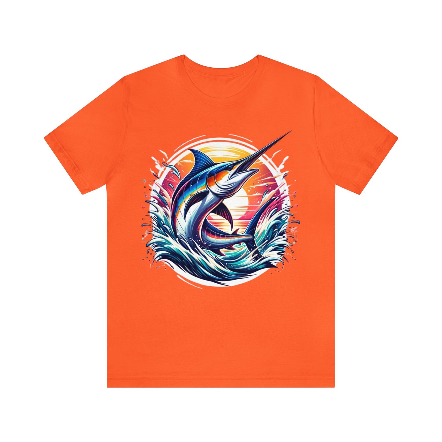 Vibrant Marlin Splash T-Shirt – Dynamic Oceanic Art Tee for Sea Life Lovers