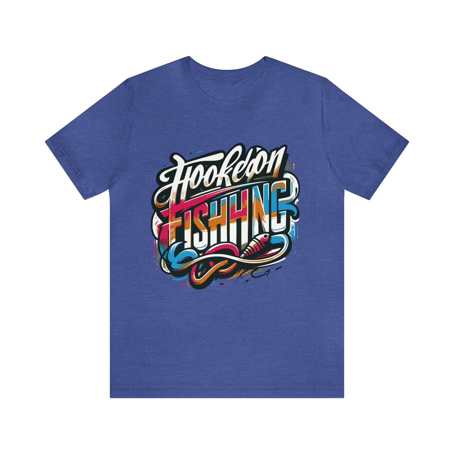 Ultimate Angler's Choice: 'Hooked on Fishing' Graffiti Graphic T-Shirt