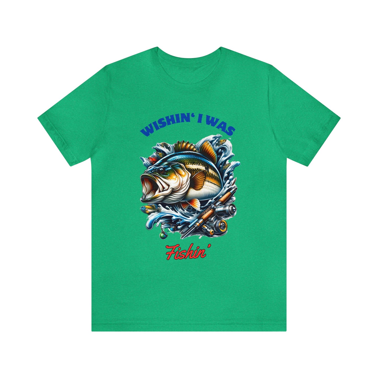 "Premium 'Wishin' I Was Fishin'' Graphic Tee - Angler's Choice Cotton T-Shirt"