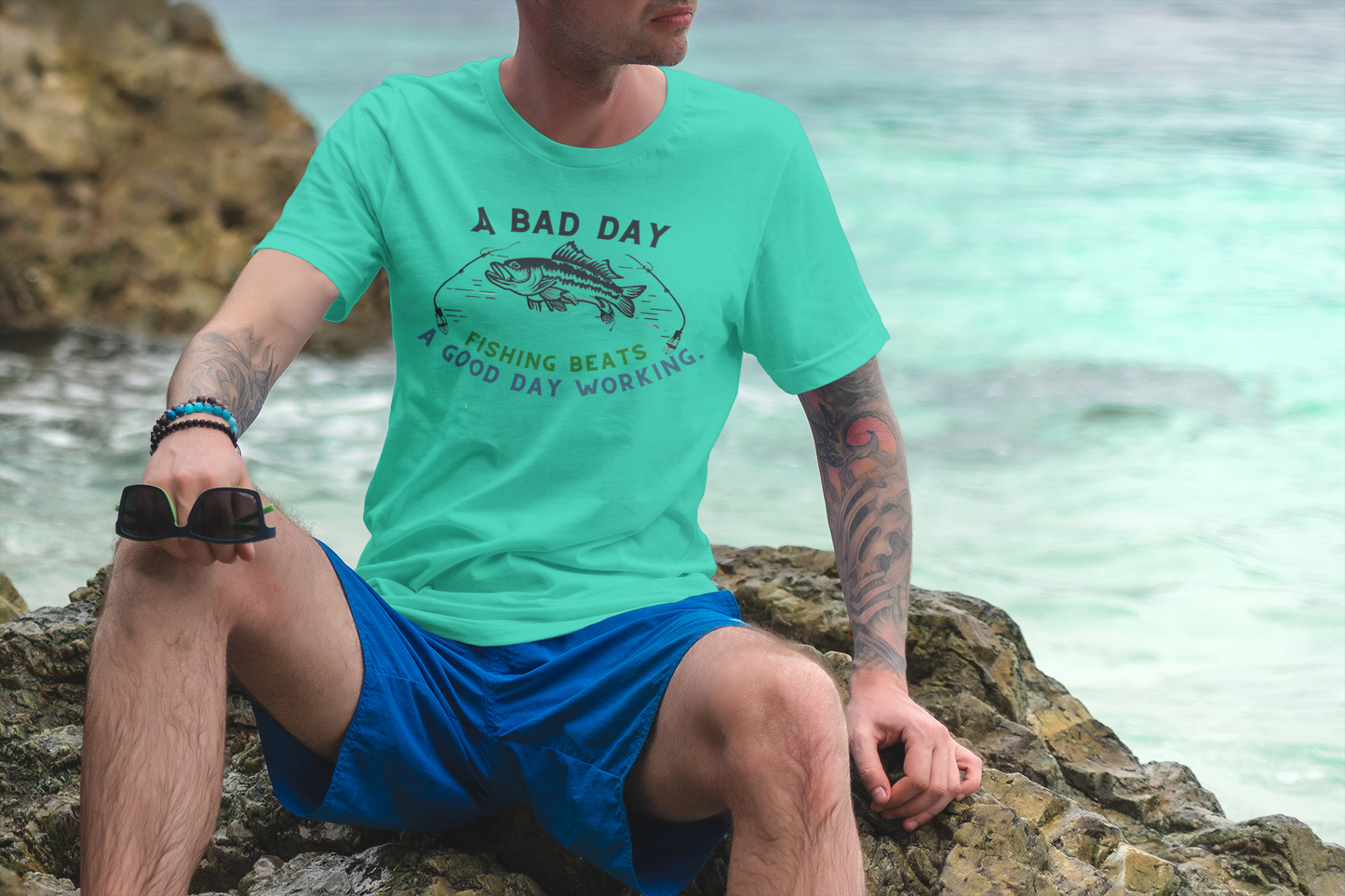 "Premium Fishing Enthusiast T-Shirt - 'A Bad Day Fishing Beats A Good Day Working' Graphic Tee"